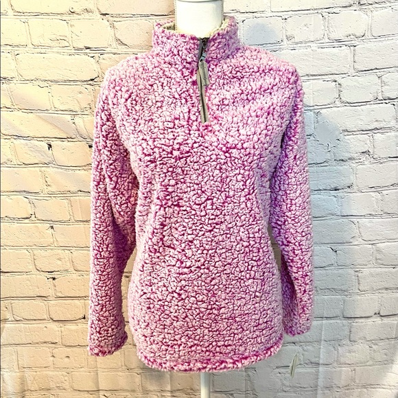 Fleece Sherpa Pullover with Quarter Zip Neckline - Picture 1 of 6